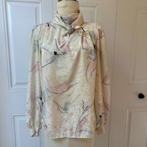 80s Vintage Eva Laurel Soft Pink Blouse Sz 10